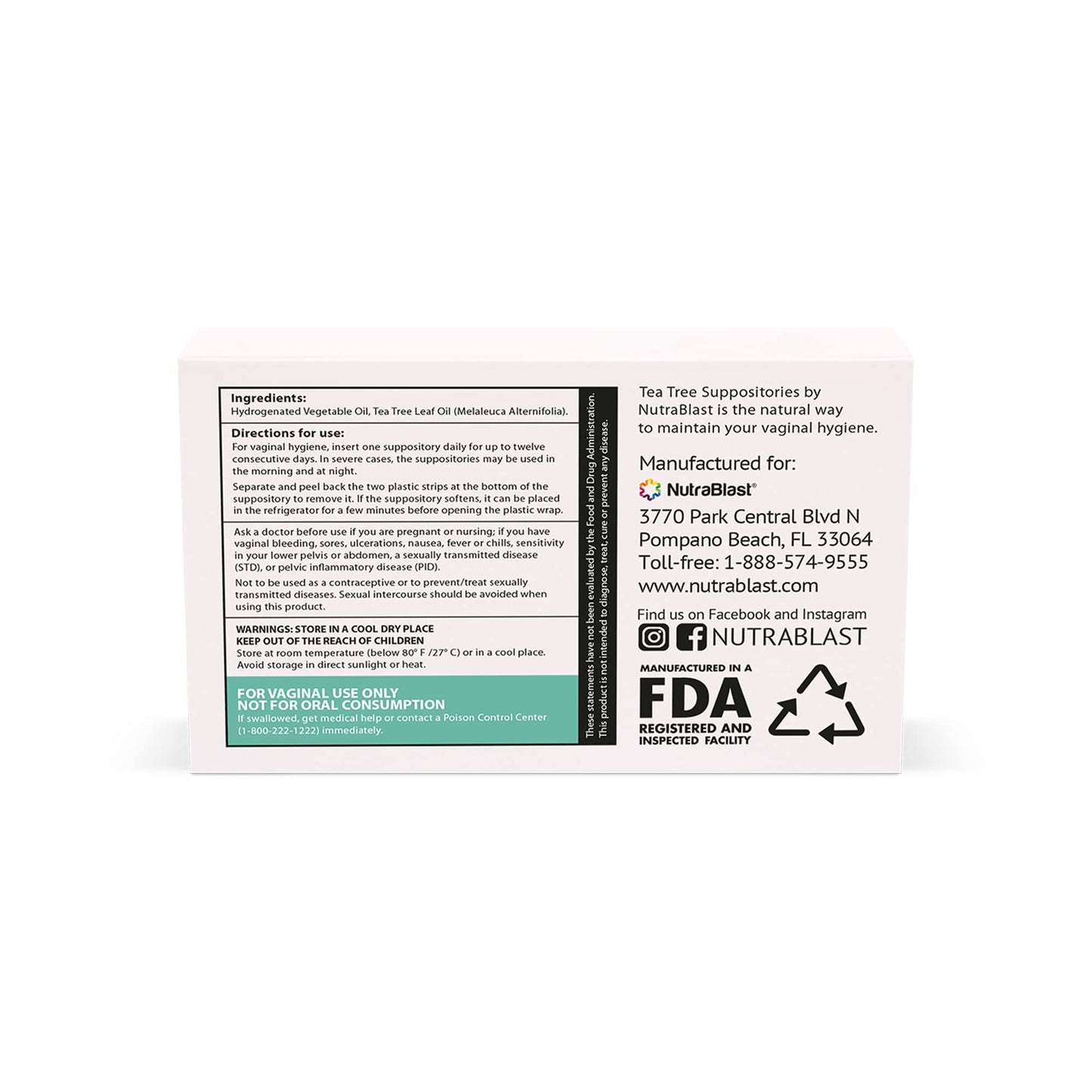 NutraBlast Tea Tree Oil Suppositories (12 Count) | All Natural Intimate Deodorant for Women NutraBlastBuy Supplements Australia