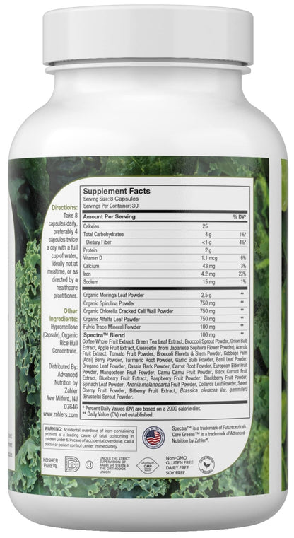 Zahler Core Greens, Superfood Greens Capsules, Super Greens with Spirulina, Chlorella, Spectra Blend and More, Kosher, 240 Capsule (240 Capsules) ZahlerBuy Supplements Australia