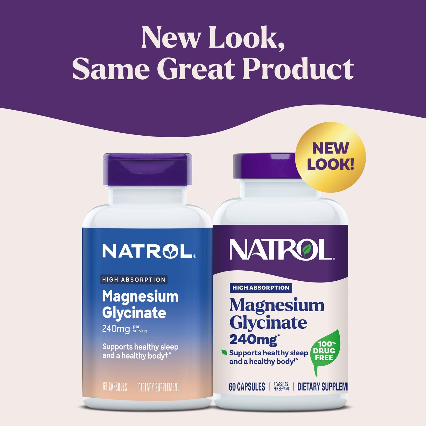 Natrol Magnesium Glycinate Supplements 240 mg - High Absorption - Calm Magnesium Glycinate for Sleep - 60 Capsules, 30 Day Supply NatrolBuy Supplements Australia