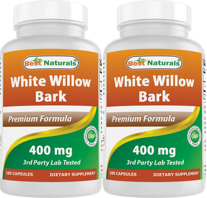 Best Naturals White Willow Bark 400 mg 180 Capsules (180 Count (Pack of 2)) Best NaturalsBuy Supplements Australia