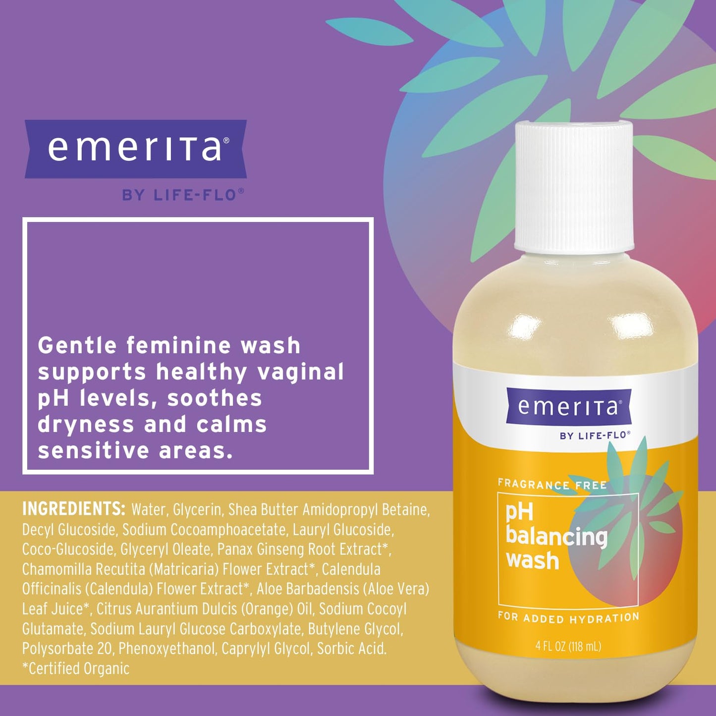 Emerita by Life-flo pH Balancing Feminine Wash, Hydrating Cleanser Soothes Delicate Areas EmeritaBuy Supplements Australia