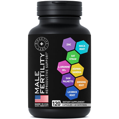 Fertility Supplements for Men - Zinc, Maca, Ashwagandha, L-Arginine - Male Vitality Conception for Him - Count and Motility Pregnancy Aid - Vitamins and Male Fertility Support Supplement - 120 Pills BIOACTIVE LABSBuy Supplements Australia