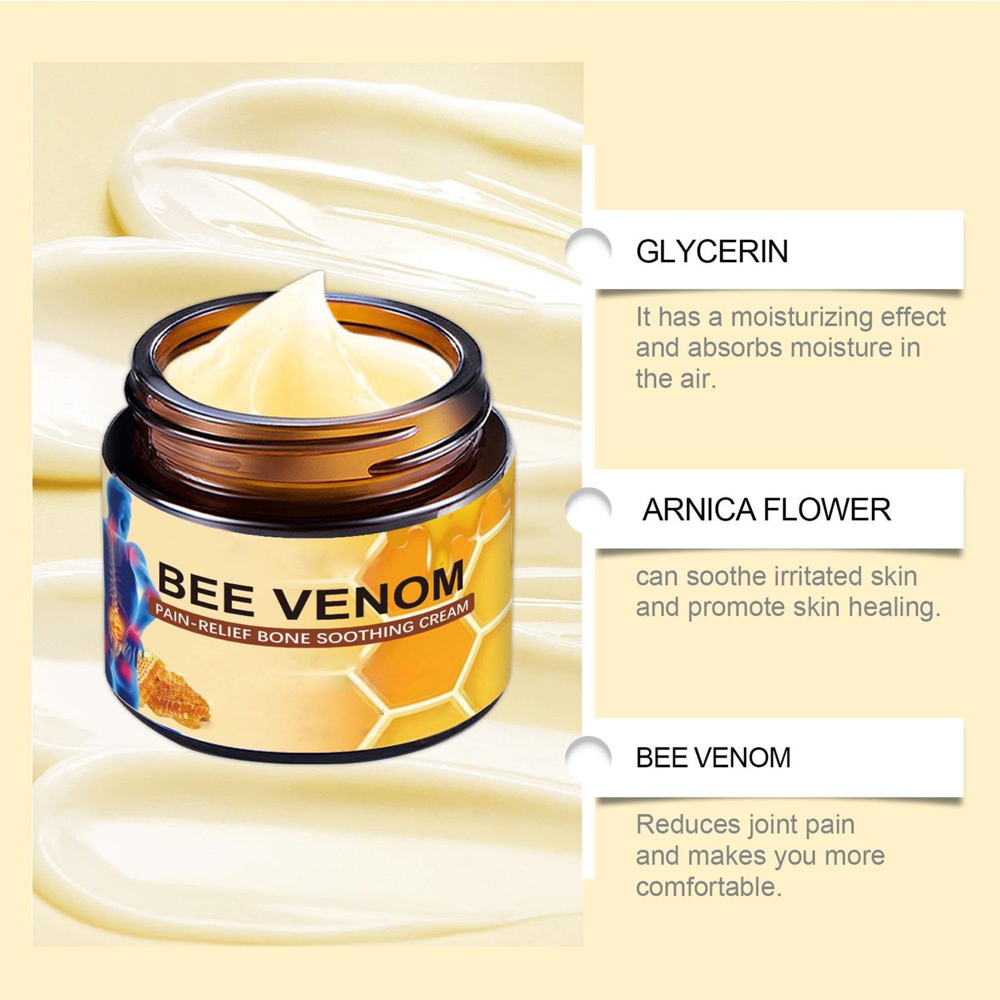 Liwoci Bee Venom Cream-Suitable for Neck, Waist, Back, Hands, Feet and Leg Joint Pain Care LiwociBuy Supplements Australia