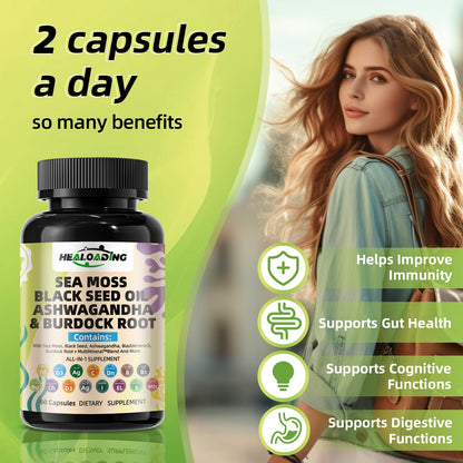 HEALOADING Sea Moss Capsules：Wildcrafted Organic Irish Seamoss & Bladderwack - Rich in Minerals, Supports Thyroid Health, Digestion, Skin & Immune System - Vegan, Non-GMO HEALOADINGBuy Supplements Australia