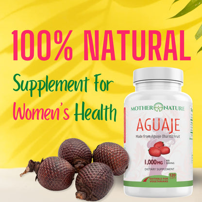 Mother Nature Aguaje Curves Capsules for Women, 1000mg (120ct), Natural & Sustainably Sourced Aguaje Fruit from Peru for Female Health, Hormone Balance, Curve Enhancer, Vegan, Non-GMO & Gluten-Free Mother Nature Organics Superfoods for Organic LivingBuy Supplements Australia