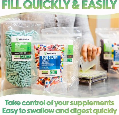 XPRS Nutra Size 0 Empty Capsules - 100 Clear Count Empty Vegan Capsules - Vegetarian Pill - DIY Vegetable Capsule Filling -Veggie Pills for Do-It-Yourself Supplements XPRS NutraBuy Supplements Australia