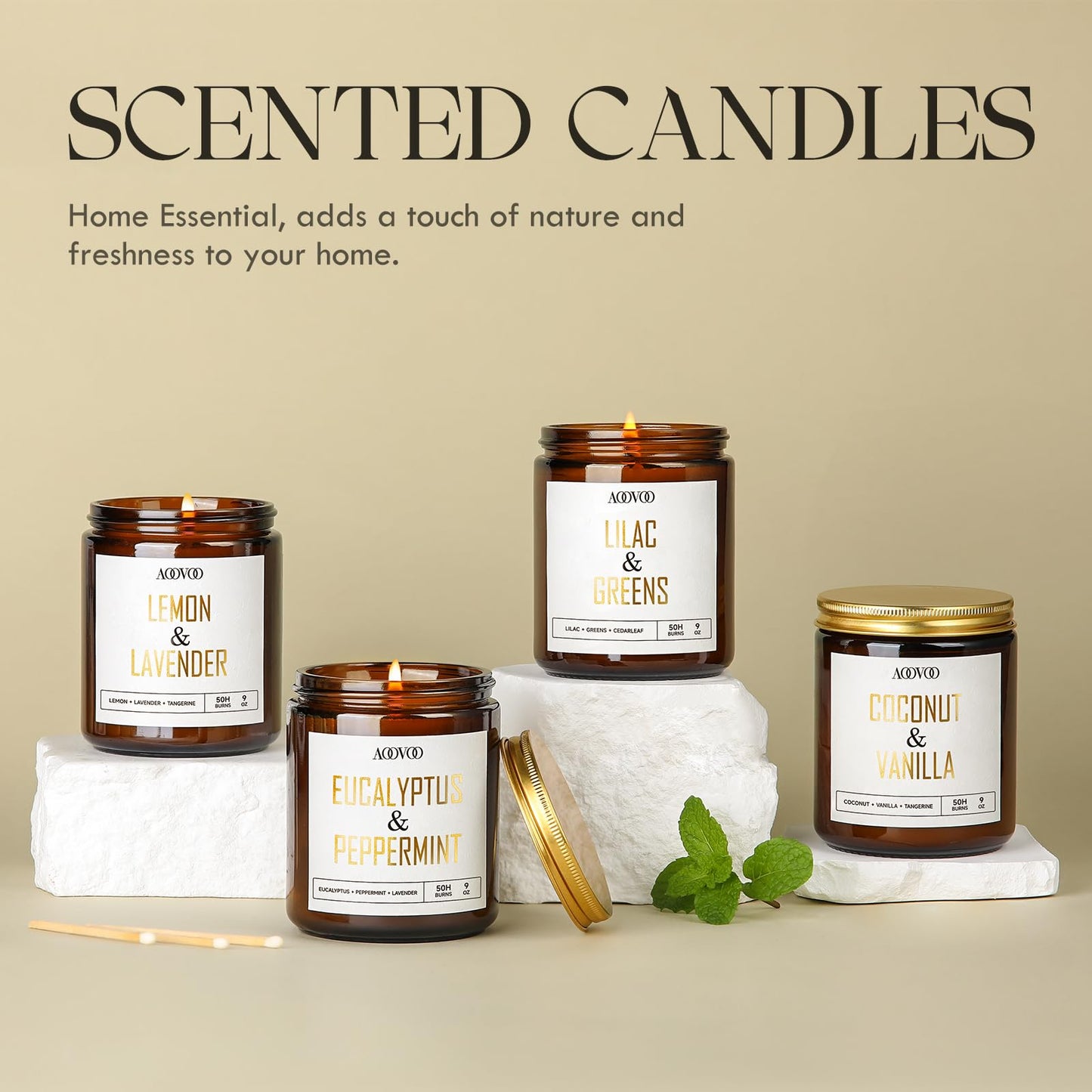 AOOVOO Lilac Candle, Candles Gifts for Women, Green Leaves Lilac Candle, Scented Candle AOOVOOBuy Supplements Australia