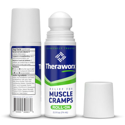 Theraworx Relief for Muscle Cramps Roll-On Fast-Acting Muscle Spasm, Leg Soreness with Magnesium Sulfate - 2.5 oz - 2 Count TheraworxBuy Supplements Australia