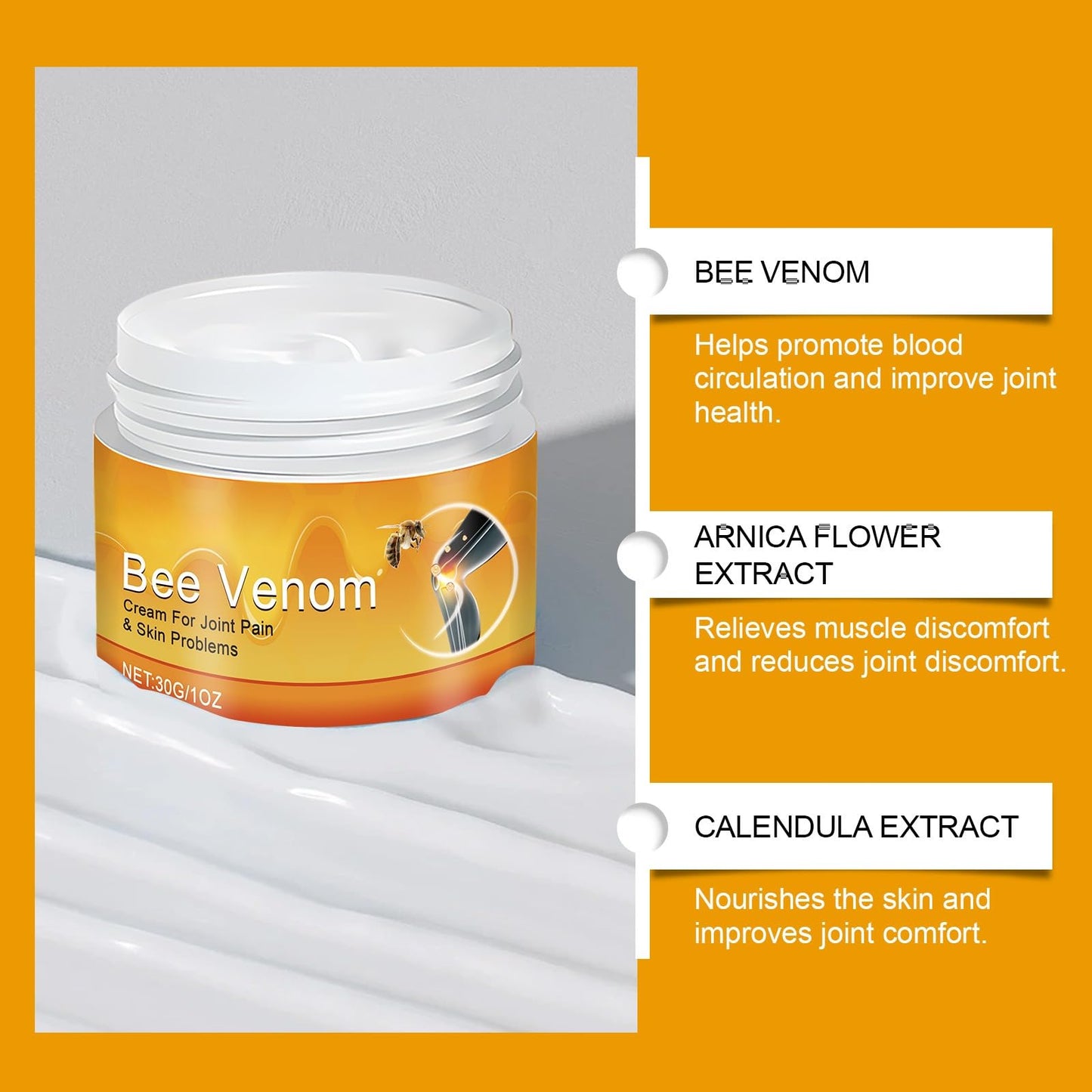 2 PCS Bee Venom Joint and Bone Cream, Bees Venoms Cream Relief Gel for Back, Knee, Hands, Neck, Feet GenericBuy Supplements Australia