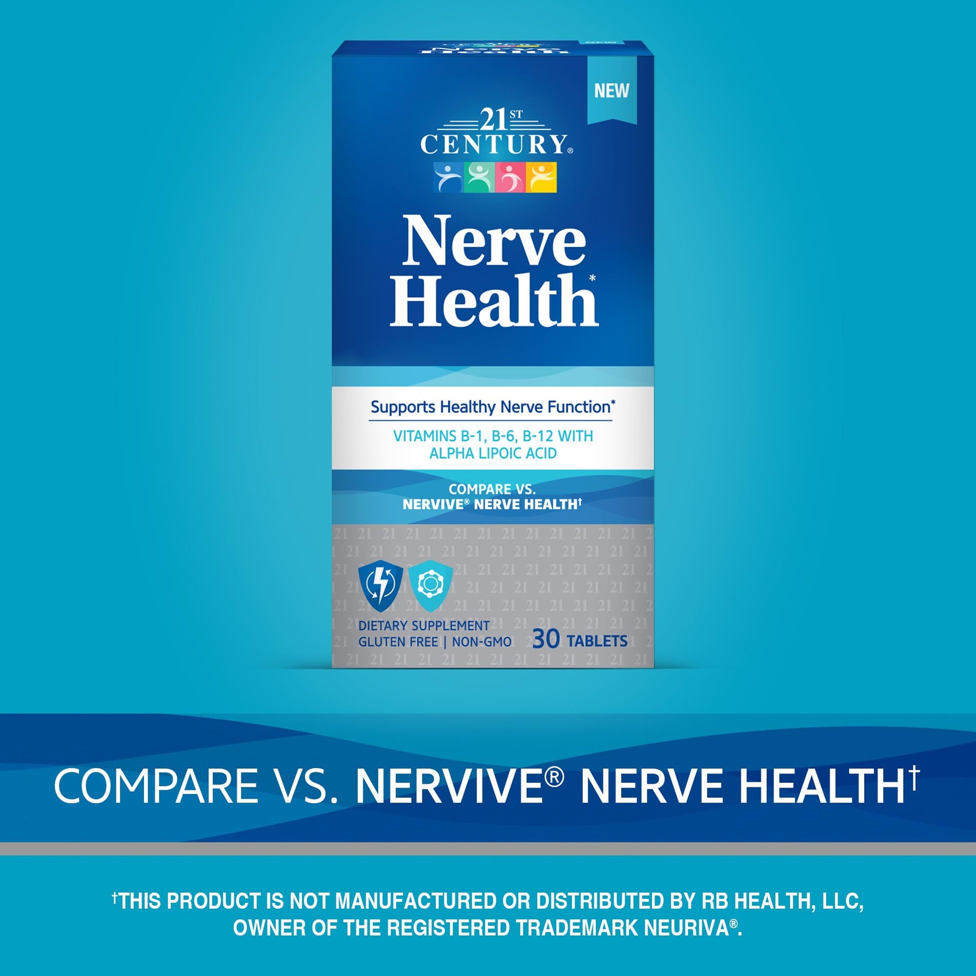 21st Century Nerve Health Tablets (30 Count), Alpha Lipoic Acid 300mg, B1, B6, & B12 Vitamins for Nerve Function Support, Antioxidant ALA Supplement, Gluten Free. Non-GMO, & Vegan 21st CenturyBuy Supplements Australia