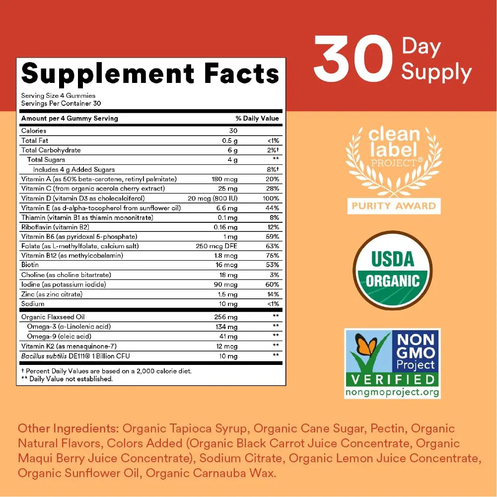 SmartyPants Organic Kids Multivitamin Gummies: Probiotics, Omega 3 (ALA) & Kids Multivitamin Gummies and Fiber Supplement: Omega 3 Fish Oil (EPA/DHA), Vitamin D3, C, Vitamin B12 SmartyPantsBuy Supplements Australia