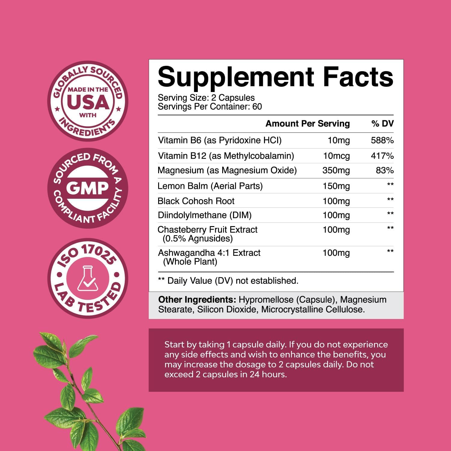 PMS Support Supplement for Women – Hormone Balance for Women & Menstrual Discomfort with DIM, Chasteberry, Black Cohosh & Ashwagandha - for Period Cramps Ease, Menopause Bloating, Mood Swing – 120 Ct Natures CraftBuy Supplements Australia