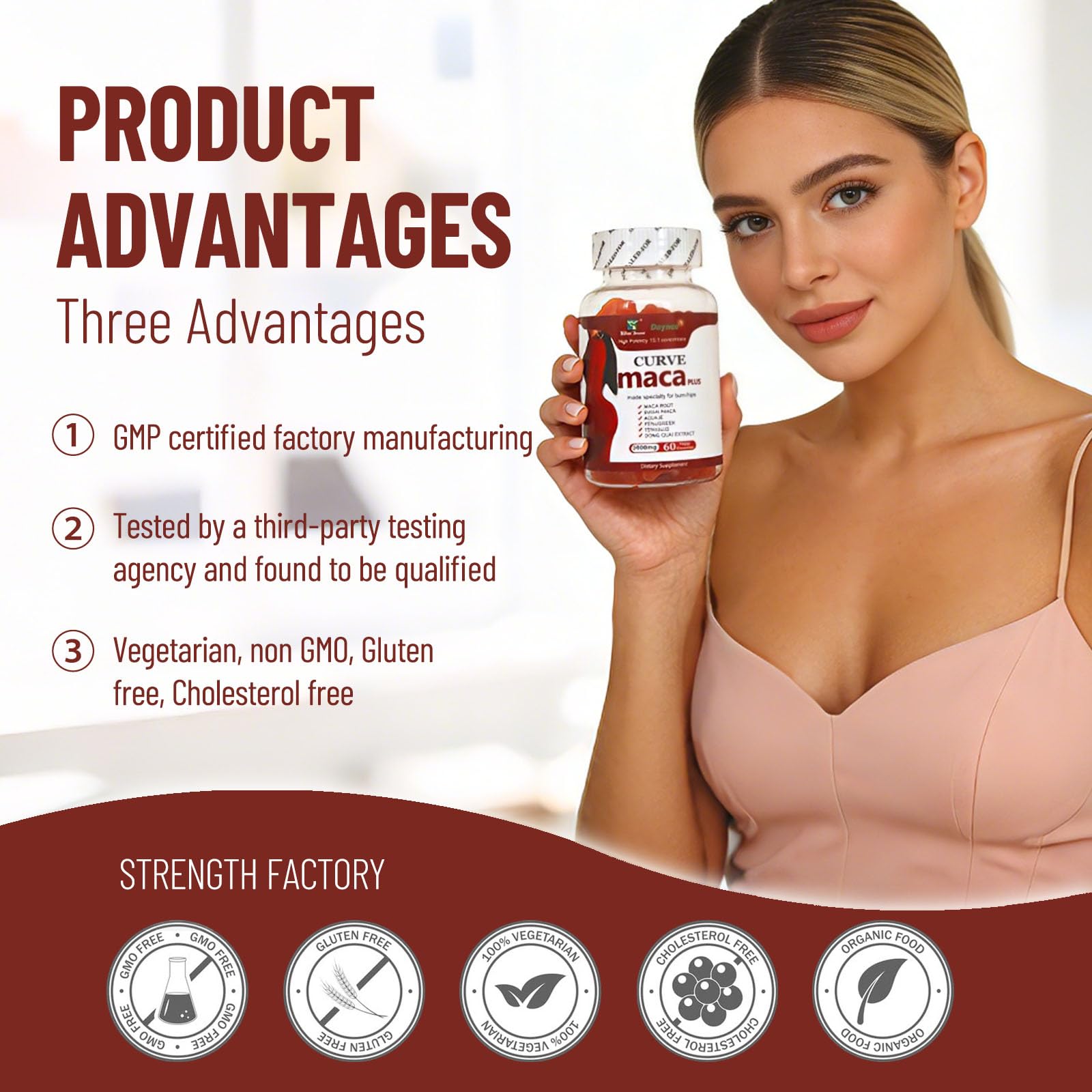 Wins Town Maca Plus Gummies 3000mg, Glute Boost Vitamins for Women, Supports Curves, Energy & Skin Health, Strawberry Flavor, Vegan, 60 Count Wins TownBuy Supplements Australia