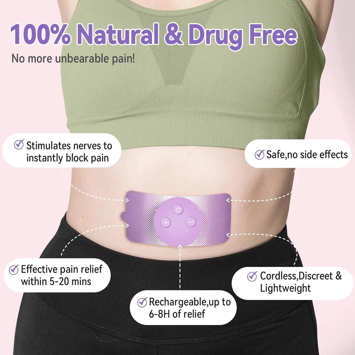 JUSTWILL Wireless Portable Period Cramps Pain Relief Simulator with 3 Modes 30 Intensity Rechargeable TENS Unit for Menstrual Cramp Relief Home Medical Device,Gift for Women Wife Girlfriend Girl JUSTWILLBuy Supplements Australia