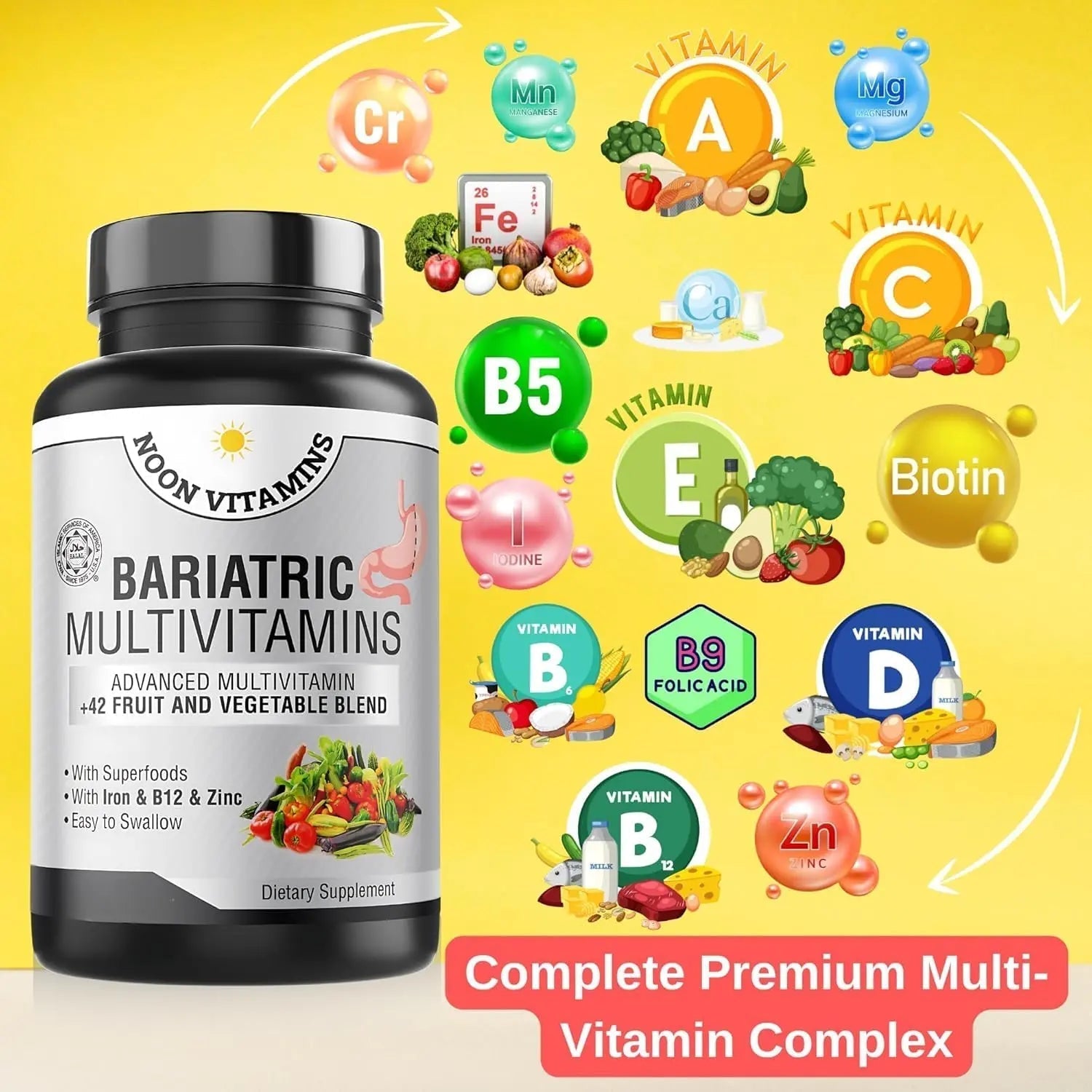 Bariatric Multivitamin with Iron for Women & Men - All-in-One 42 Superfood Blend for Energy & Immune Support - Post-Surgery Recovery NOON VITAMINSBuy Supplements Australia