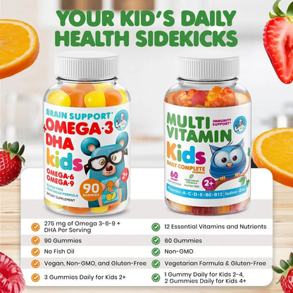 DR. MORITZ Omega 3 Gummies (90 Count) and Kids Multivitamin Gummies Bundle (60 Count) - for Daily Health Support - Vegan DHA Omega 3 for Kids DR. MORITZBuy Supplements Australia