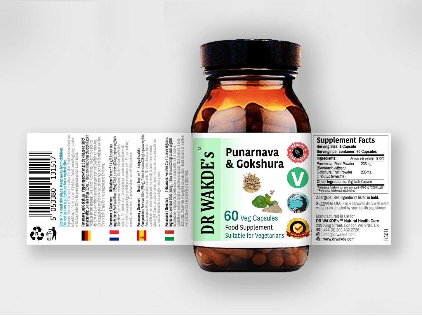 DR WAKDE's Punarnava & Gokshura Capsules (60 Veg Caps, Promotes Healthy Urinary Flush, Ayurvedic Supplement, Vegan, Herbal, All Natural, Made in UK) DR WAKDE'sBuy Supplements Australia