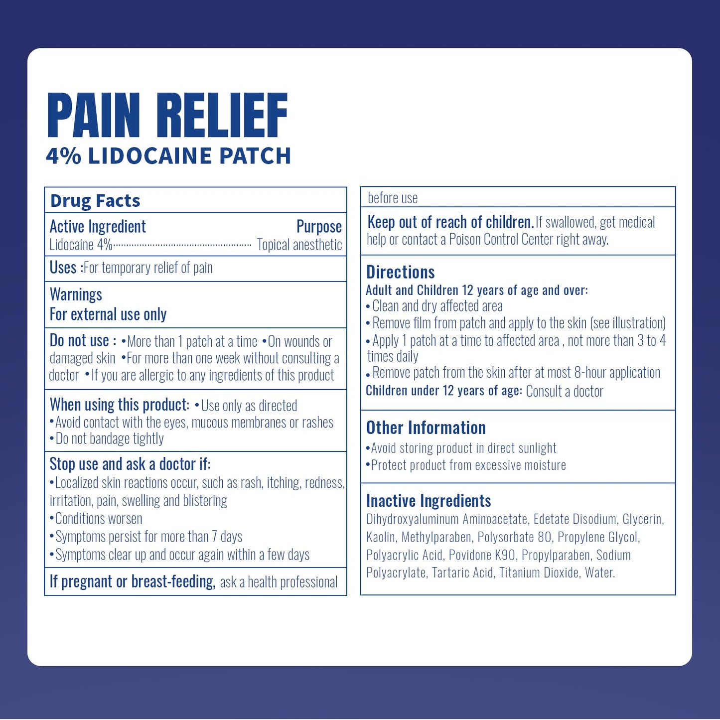 ZEEY 4% Lidocaine Pain Relief Patches, Maximum Strength OTC, for Back, Knee, Neck, Shoulders, Joints, Muscle Soreness, Fast Acting, Topical Anesthetic, Large Gel Patch, 5.5" x 3.94", 40Ct ZEEYBuy Supplements Australia