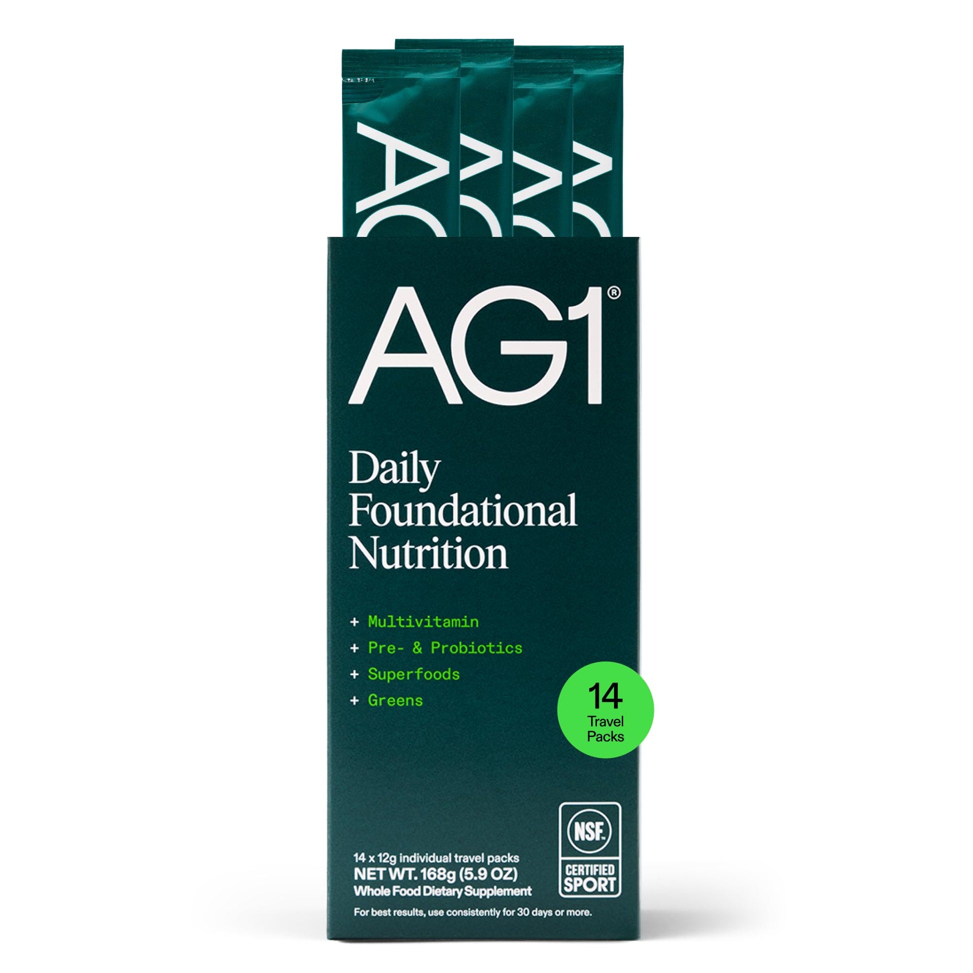 AG1 Athletic Greens Powder Supplement, Improve Gut Health, Multivitamin, Probiotic, Gluten Free, Vegan and Keto Friendly, 75 Vitamins (Travel Packs, 14 Count) - Classic Formula AG1Buy Supplements Australia