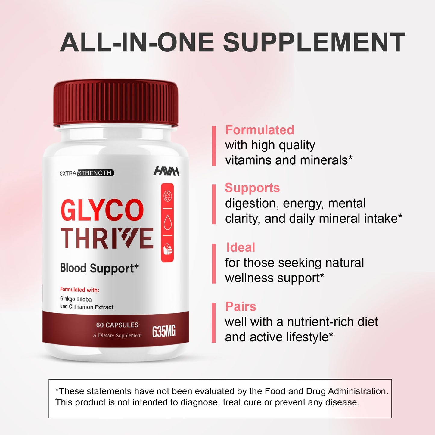 (2 Pack) Glyco Thrive Blood Support GlycoThrive Maximum Strength Capsules, Glyco Thrive Advanced Daily Multivitamin Health and Wellness Supplement, GlycoThrive Health Support Pills (120 Capsules) HavahBuy Supplements Australia
