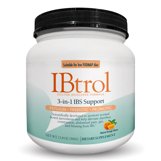 IBtrol® 3–in–1 IBS Gut Health Supplement with Psyllium, Prebiotic and Probiotics, Manages IBS Symptoms, Gas, Bloating, Diarrhea, Constipation, Abdominal Pain 60 Servings (Natural Orange Flavor) MedtritionBuy Supplements Australia