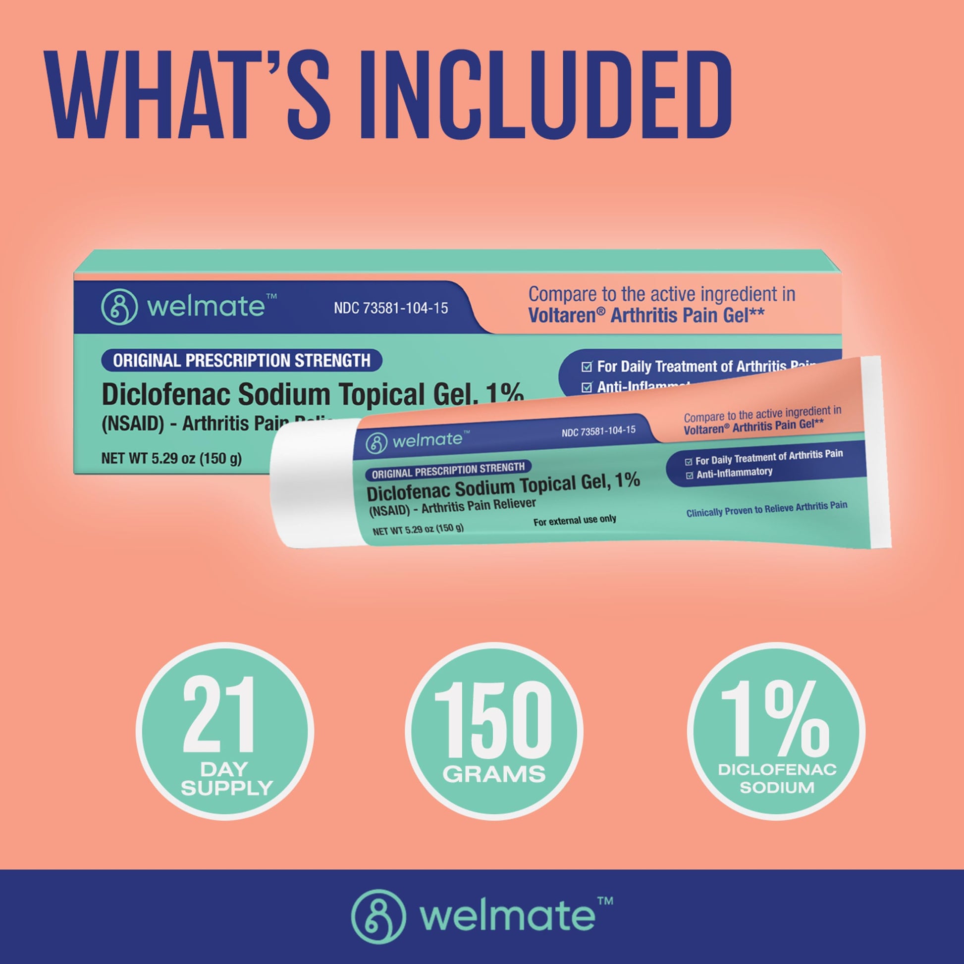 WELMATE - Diclofenac Sodium Topical Gel 1% (5.29 oz) - Arthritis Pain Reliever & Mobility Aid - Pain Relief Cream/Gel WELMATEBuy Supplements Australia