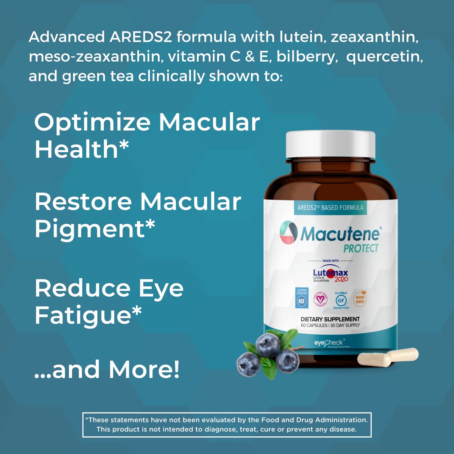 Natural Eye Health Vitamins with Bilberry Zeaxanthin Lutein - Macular Supp EyecheckBuy Supplements Australia