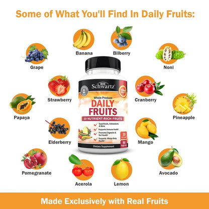 BioSchwartz Daily Fruits and Veggies Supplement for Women and Men (1 Month Supply) Plus Daily Multivitamin BioSchwartz