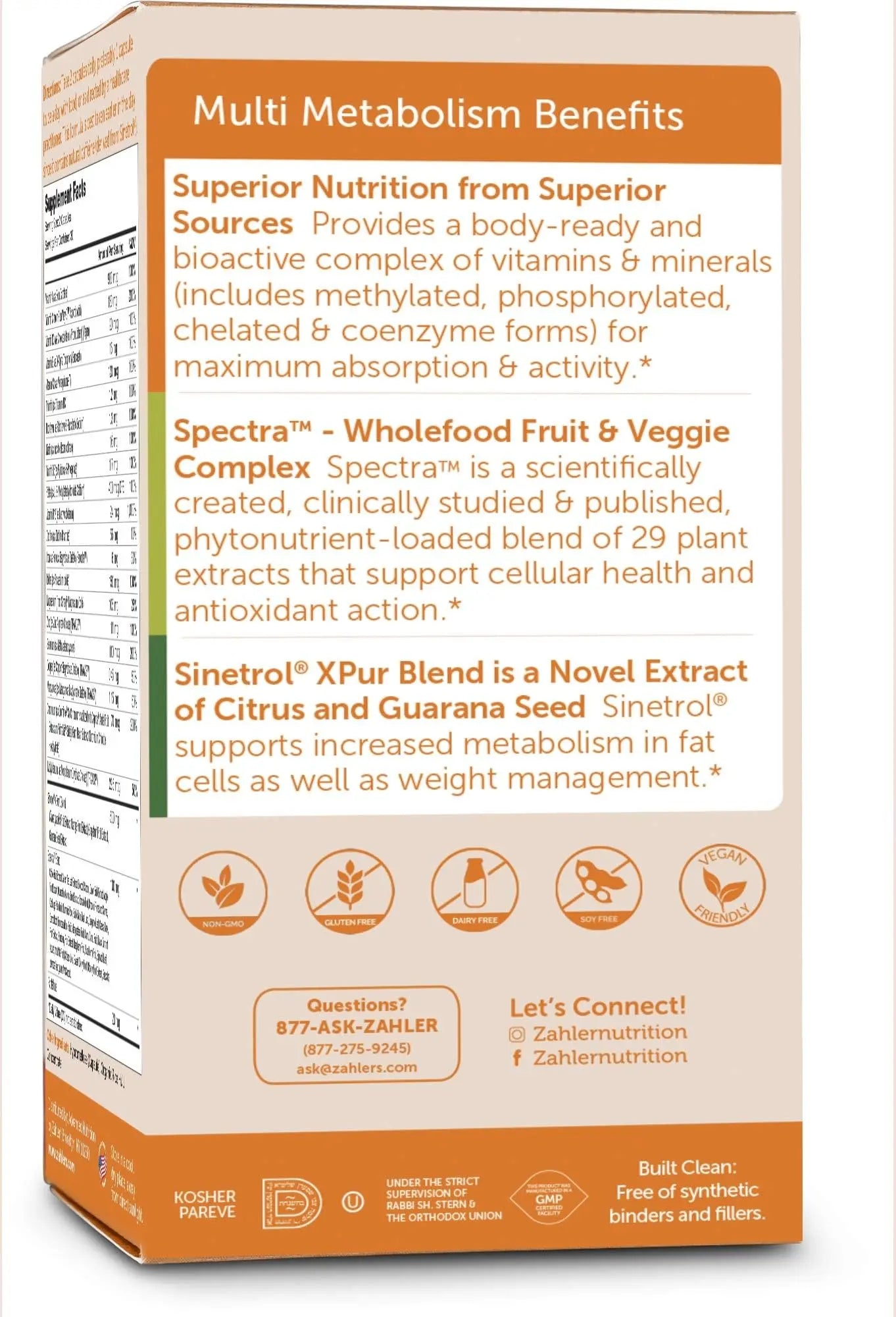 Zahler Multivitamin Metabolism + Weight Management Support for Women and Men with Iron, Certified Kosher, 60 Capsules Zahler