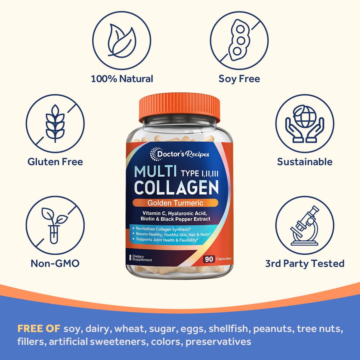 Doctor's Recipes Multi Collagen Complex with Golden Turmeric, Vitamin C, Biotin, Hyaluronic Doctor's RecipesBuy Supplements Australia
