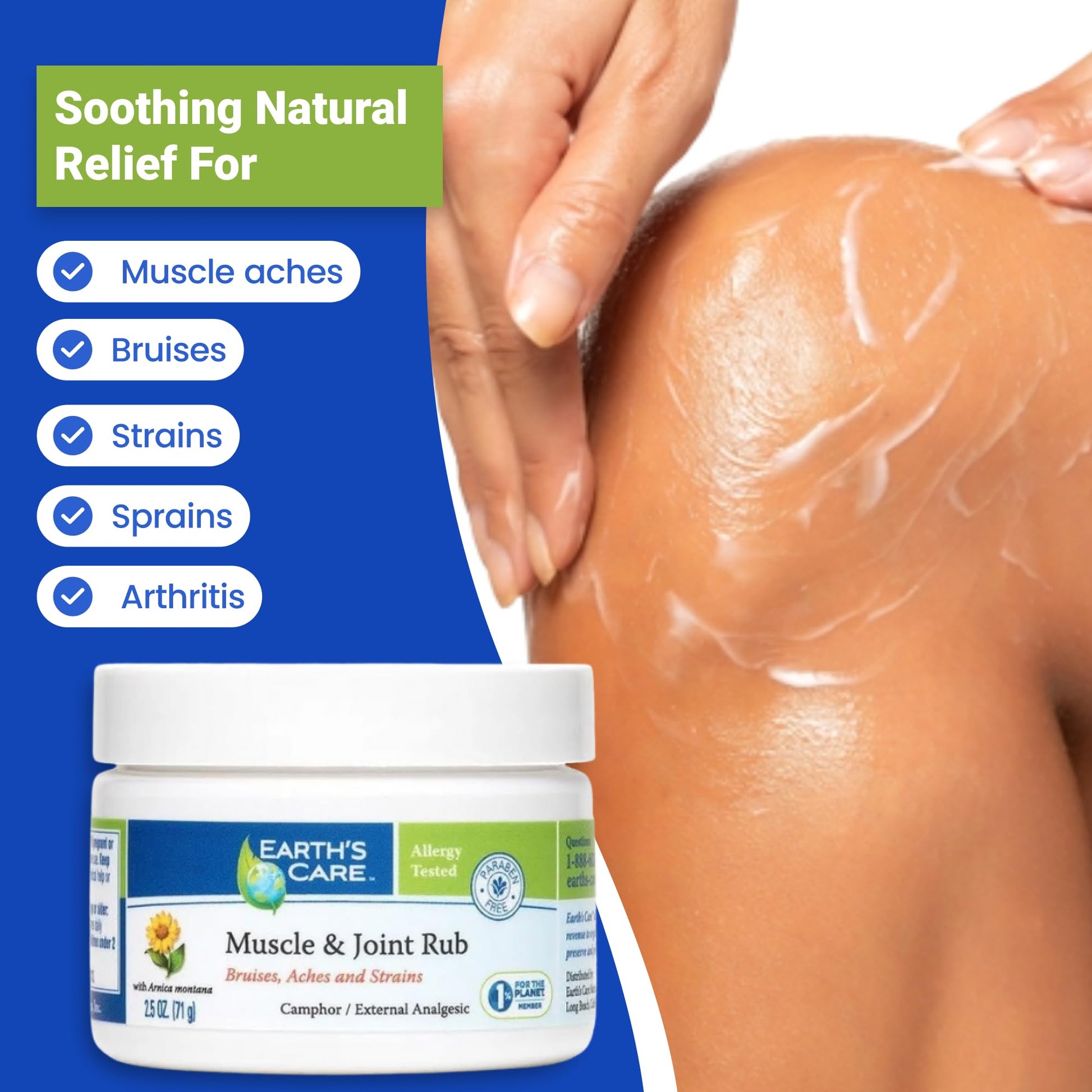 Earth's Care Muscle & Joint Rub - for Sore Muscles, Bruises, Aches and Strains - 2.5 OZ. Earth's CareBuy Supplements Australia