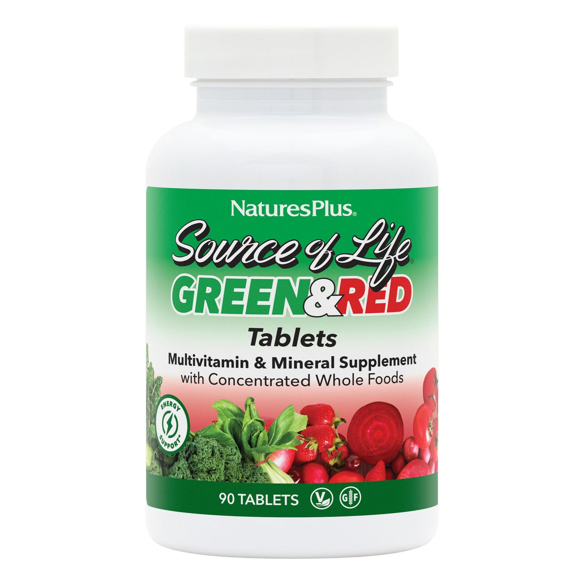 NaturesPlus Source of Life Green & Red Multivitamin - 90 Tablets - with Concentrated Whole Foods - Vegetarian, Gluten Free - 30 Servings NaturesPlusBuy Supplements Australia
