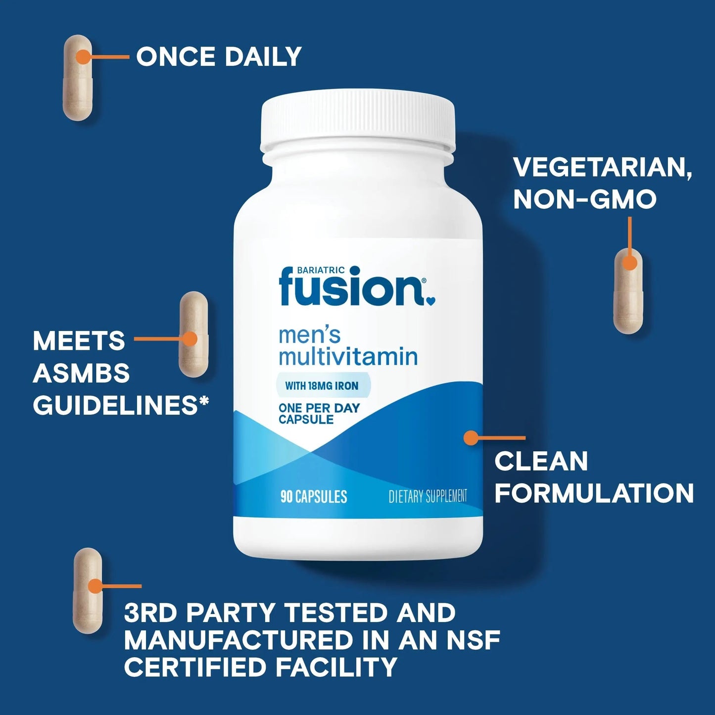 Bariatric Fusion One Per Day Bariatric Multivitamin with Iron for Men | with Prostate and Heart Support Vitamins* | Bariatric Fusion