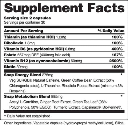 Snap Supplements Nitric Oxide Gummies and Energy Capsules