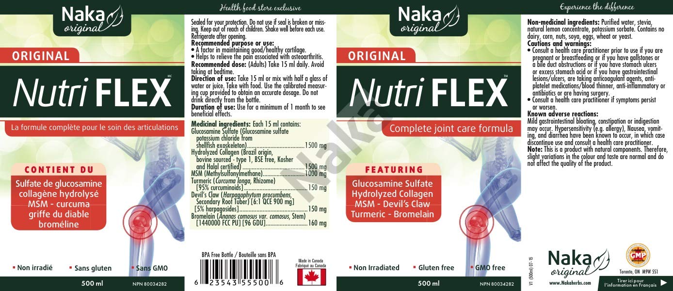 Naka Nutri-Flex Joint Support Supplement. Highly Absorbable Liquid Vitamins Formula for Joint Care, 500 Milliliters NAKABuy Supplements Australia