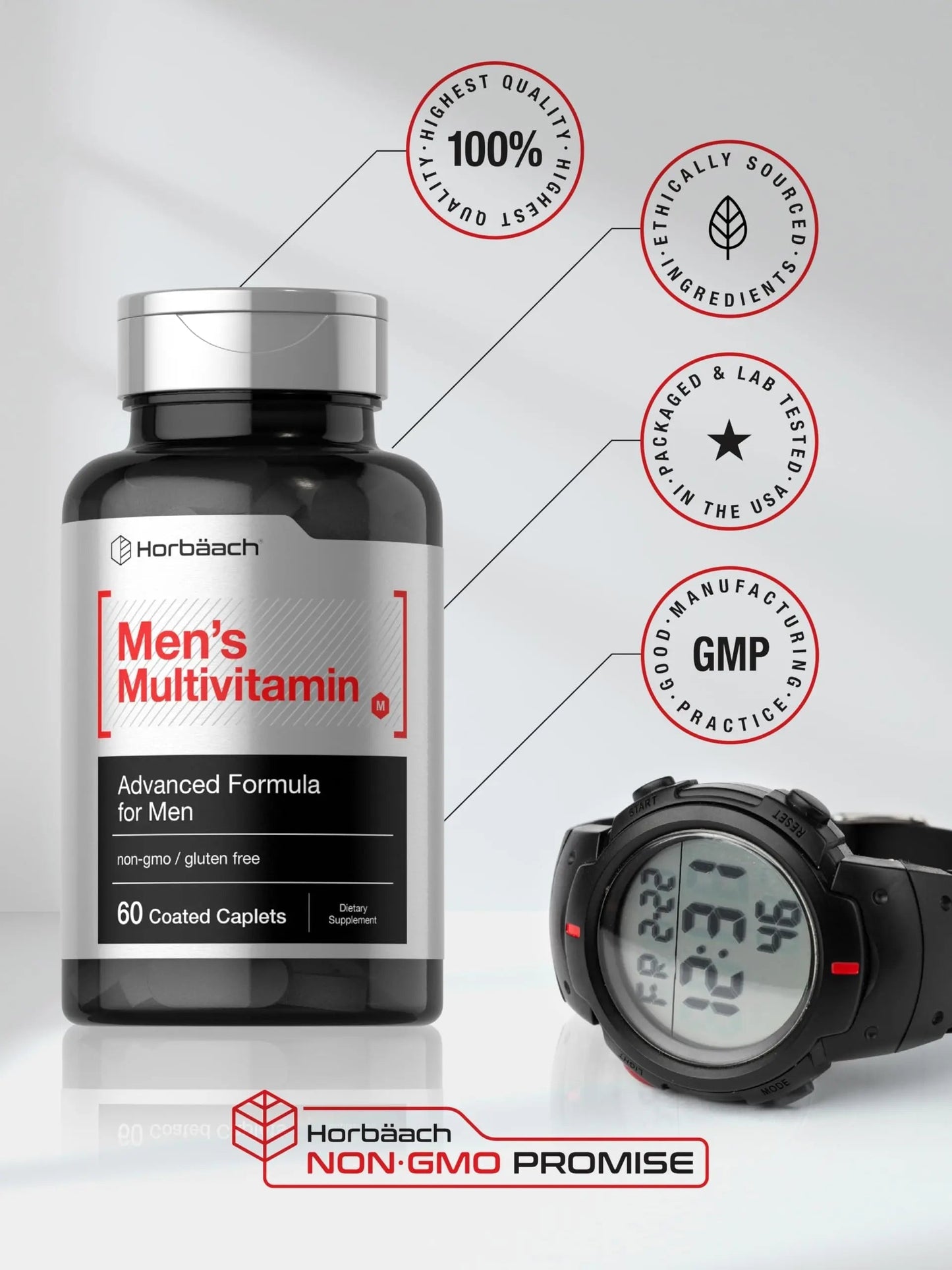 Horbäach Mens Multivitamin | 60 Caplets | Advanced Formula | with Vitamin C, D, Magnesium, Minerals & More | HorbäachBuy Supplements Australia