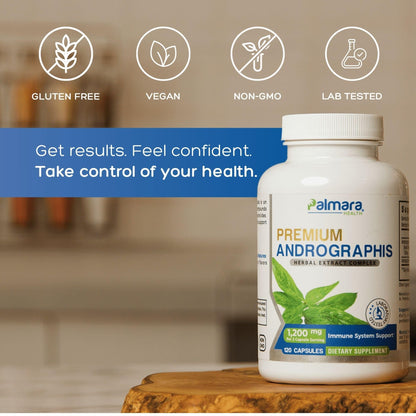 Palmara Health Premium Andrographis Paniculata Extract 1,200mg with 100mg Andrographolides Vegan Capsules for Immune & Digestive Support, Non-GMO, Gluten Free, Herbal Dietary Supplement Palmara HealthBuy Supplements Australia