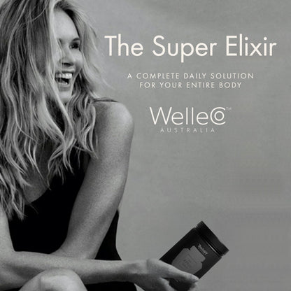 WelleCo The Super Elixir Daily Greens Powder, Probiotic Drink Mix with Whole Foods, Gluten Free, Vegan Gut Health Powder, Energy, Immunity, Healthy Skin, Hair & Nails (Jar, Blood Orange) WelleCoBuy Supplements Australia