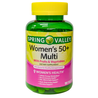Spring Valley Women's 50+ Multi with Fruits & Vegetables Dietary Supplement 150 Tablets (One Bottle) Good Health Buena SaludBuy Supplements Australia
