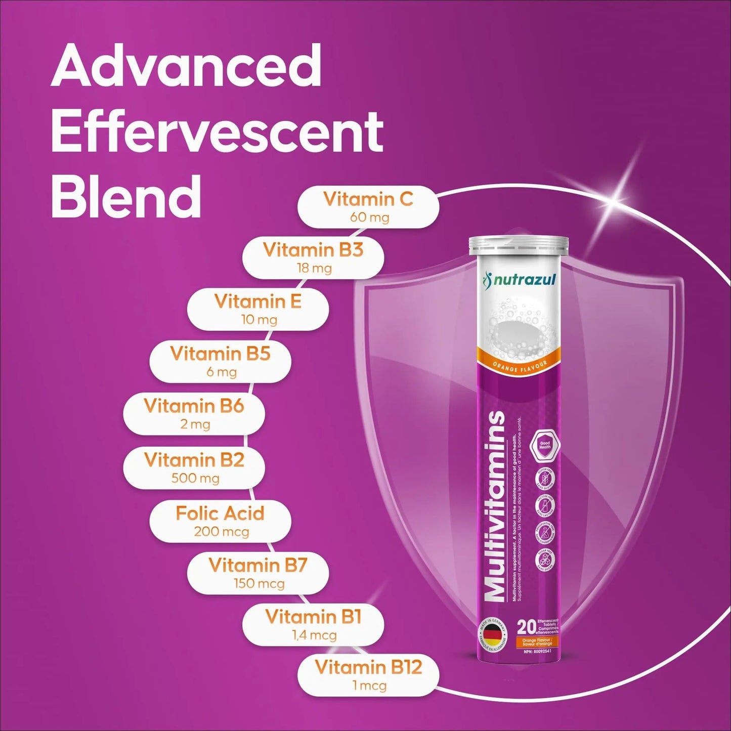 nutrazul Multivitamin Effervescent Tablets, Supplement for Daily Wellness & 9 Essential Vitamins, Contains Vitamin with Vitamin C & B Complex nutrazulBuy Supplements Australia