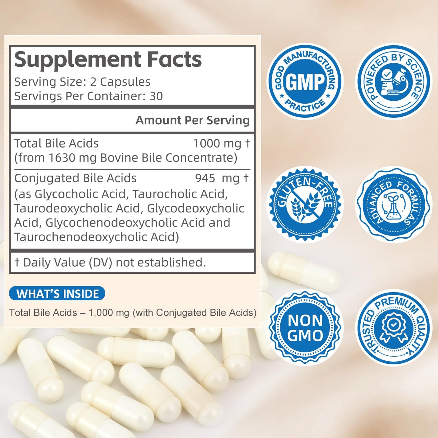 Florvyn Conjugated Bile Acid Supplement 1000mg – Supports Fat Digestion & Absorption of Fats & Fat-Soluble Nutrients, Gut Comfort & Nutrient Utilization, 60 Capsules, 30 Day Supply FlorvynBuy Supplements Australia