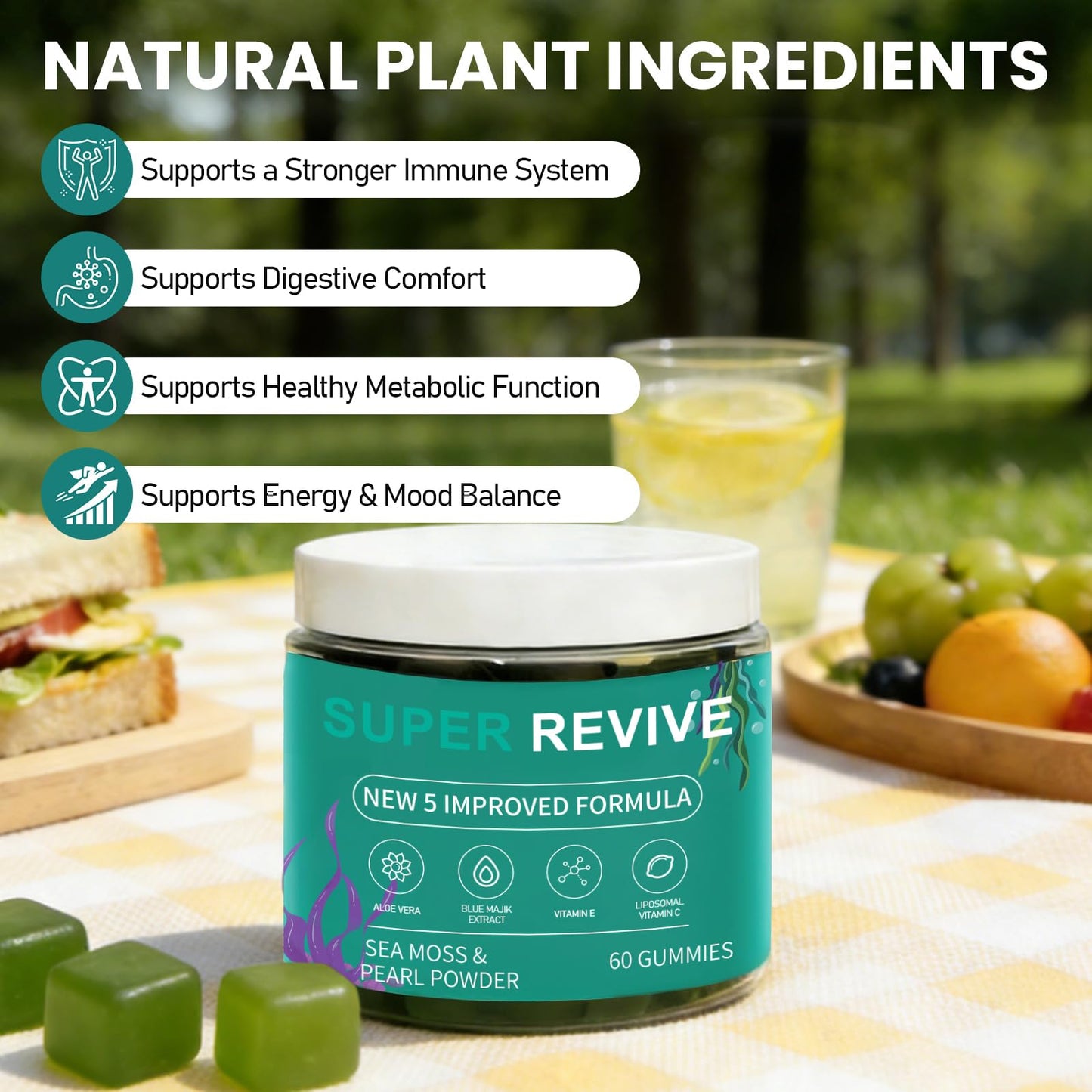 caicieter Super Revive Gummies for Hair Loss - Sea Moss Gummies with Vitamin C, E, Aloe Vera & Pearl Powder Glow, Promotes Thicker, Fuller & Stronger Hair - 60 Count caicieterBuy Supplements Australia