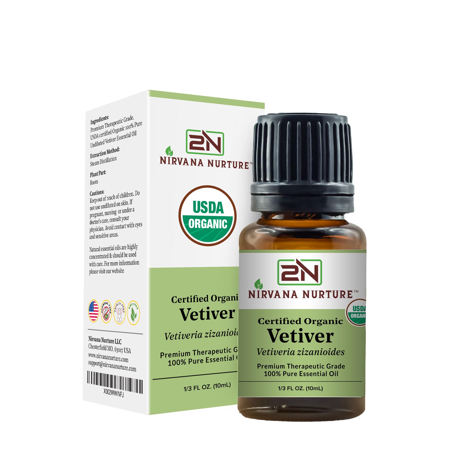 Nirvana Nurture Vetiver Essential Oil USDA Certified Organic 100% Pure Premium Therapeutic Grade Nirvana NurtureBuy Supplements Australia