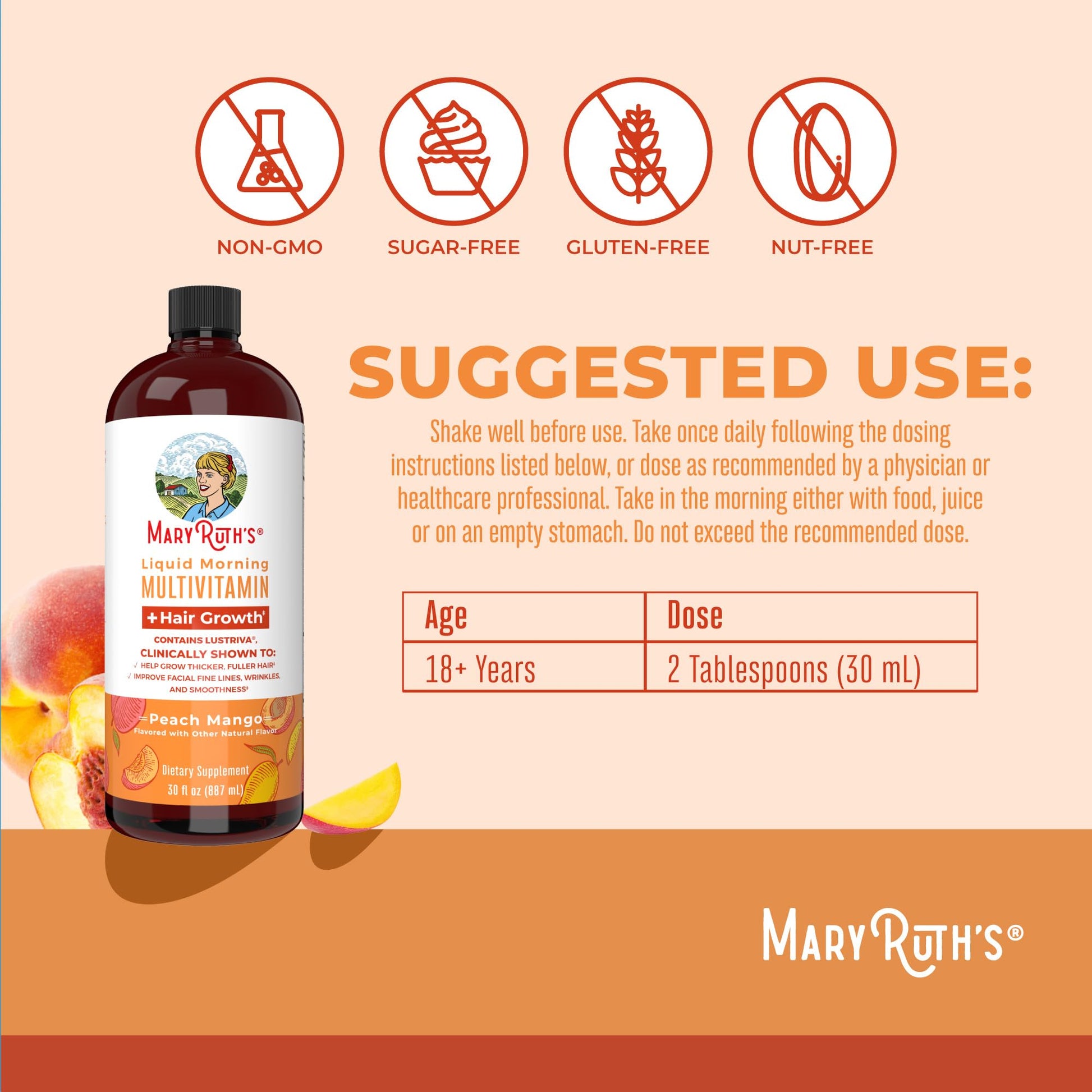 MaryRuth's Liquid Multivitamin+Hair Growth | Clinically Tested for Thicker Hair & Facial Wrinkles in Women | Biotin 10000mcg | Lustriva Hair Growth Supplement | MaryRuth OrganicsBuy Supplements Australia