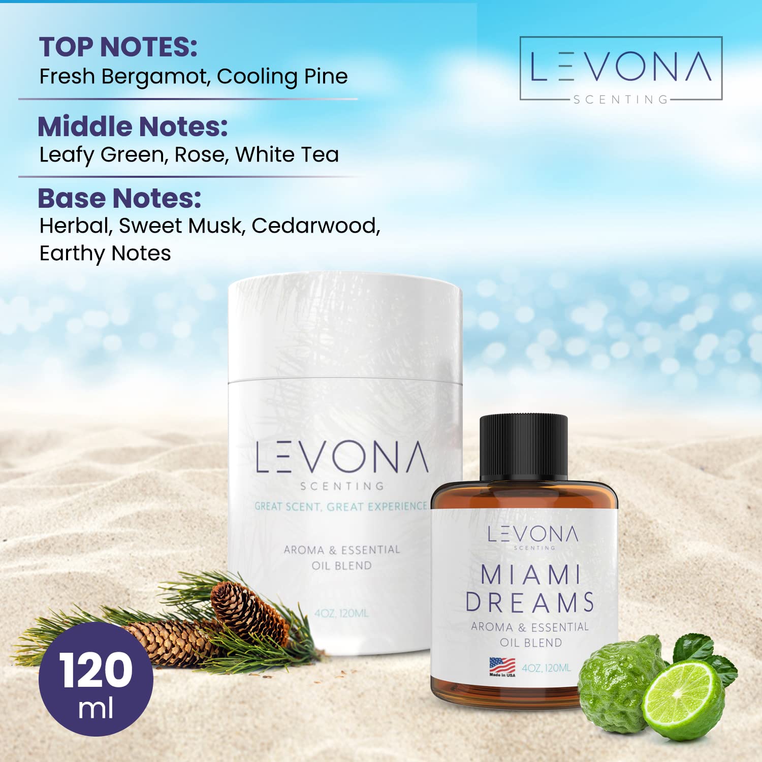 Levona Scent Essential Oils for Diffusers for Home: Miami Dreams Hotel & Home Luxury Scents Fragrance Oil LEVONA SCENTBuy Supplements Australia