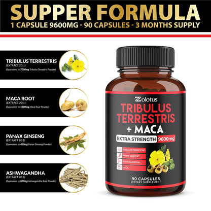 Zolotus Premium Tribulus Terrestris Capsules - 9600mg Per Serving - Combined ZolotusBuy Supplements Australia
