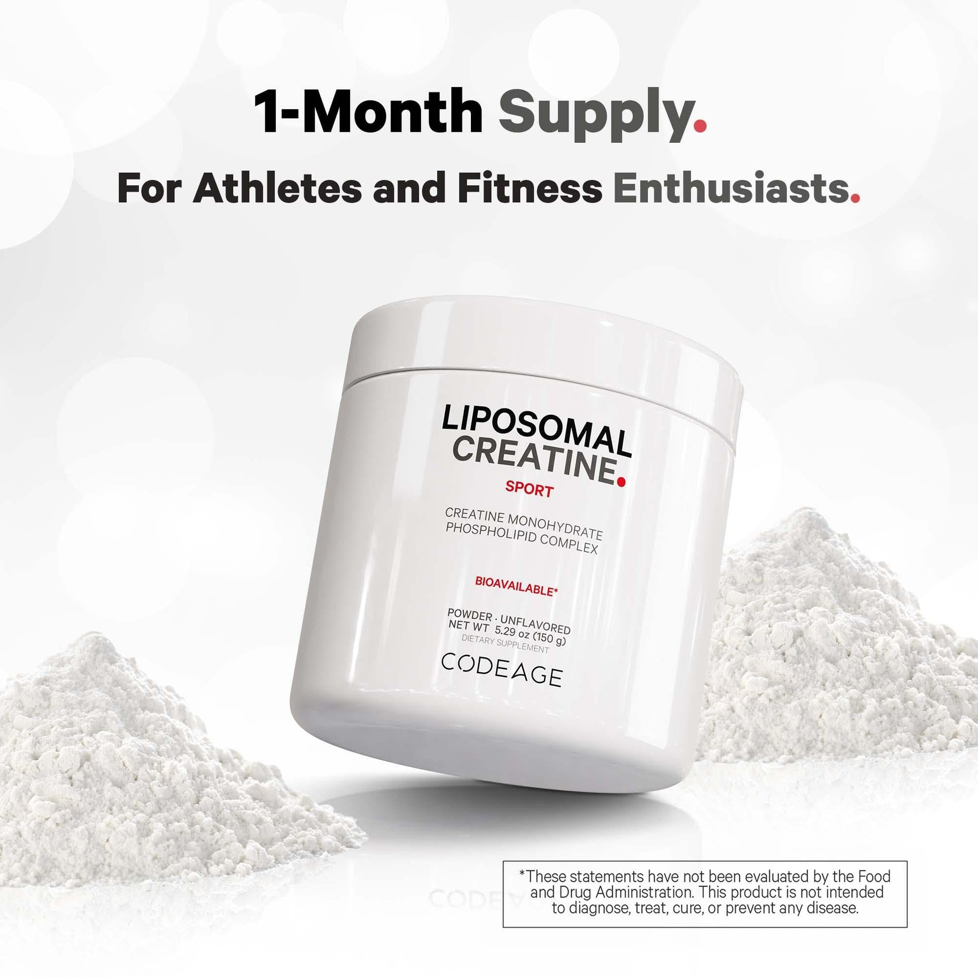 Codeage Liposomal Creatine Powder Supplement, Pure Creatine Monohydrate 5000mg, Pre Workout & Post Workouts - Unflavored Creatine, Micronized Creatine Powder - Creatinine for Sports - 30 Servings CodeageBuy Supplements Australia