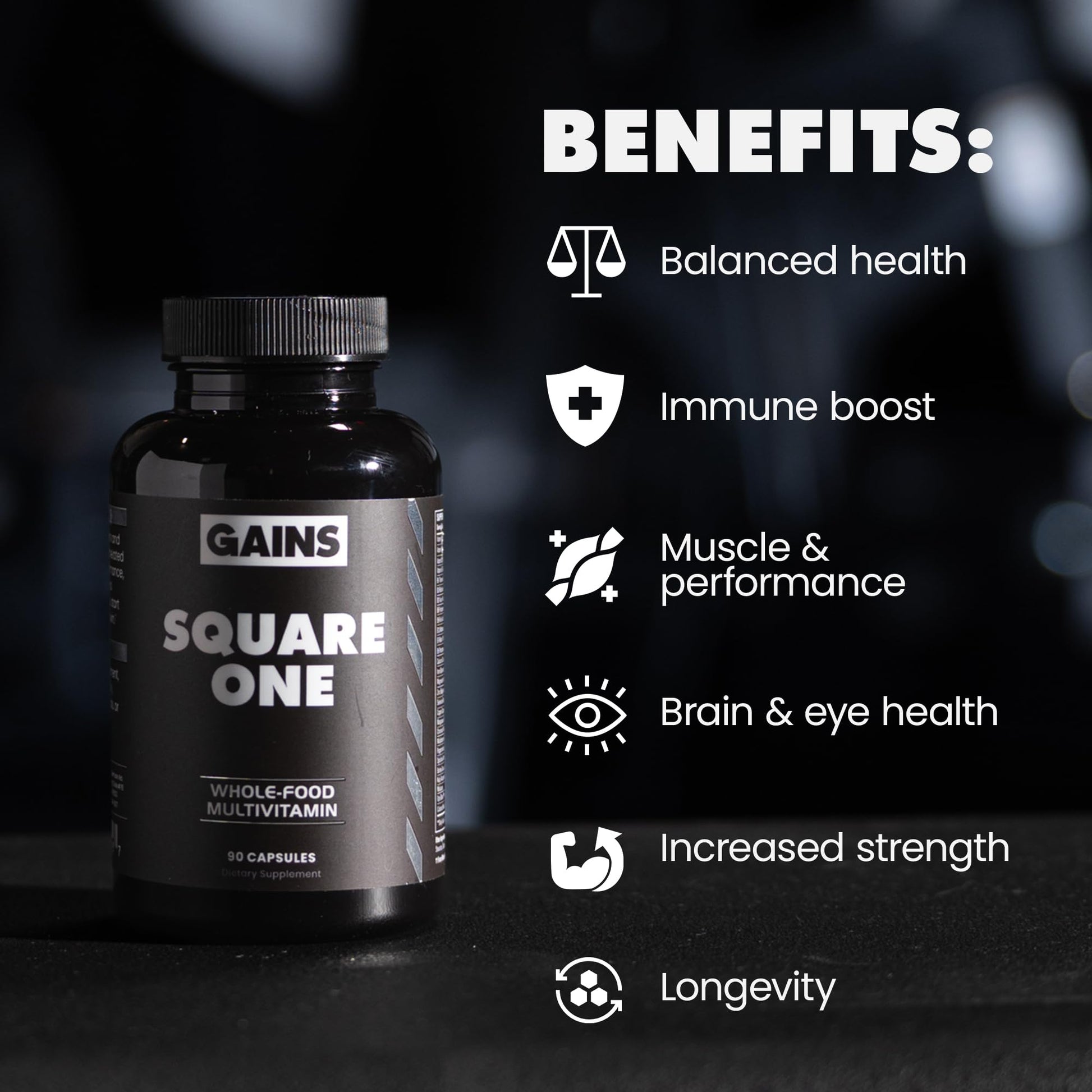 Gains in Bulk Square 1 Multivitamin and Mineral Supplement for Women and Men, Vitamins, Digestive Enzymes and Organic Minerals for Muscle Health, Performance and Immune Support, 90 Capsules GAINS IN BULK GAINSINBULK.COMBuy Supplements Australia