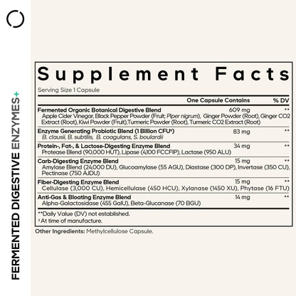 Codeage Fermented Digestive Enzymes Supplement 3-Month Supply - 14 Digestive Enzymes, Probiotics, Prebiotics, Fermented Botanicals