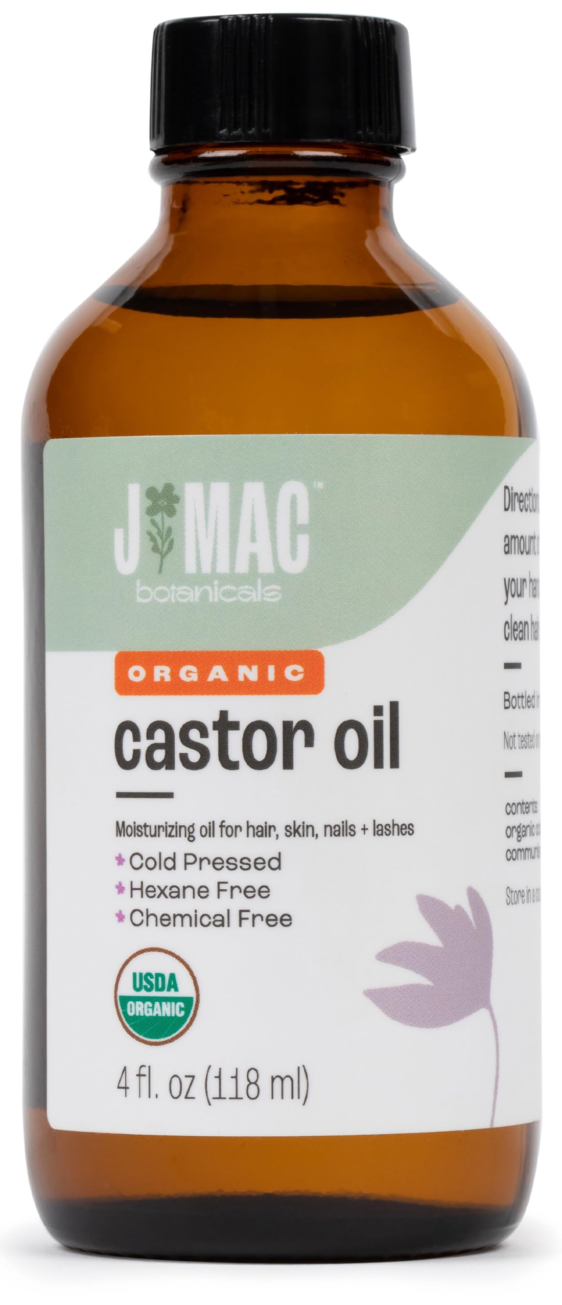 J MAC BOTANICALS Organic Castor Oil Cold Pressed (Glass Bottle, 4 oz ) J MAC BOTANICALSBuy Supplements Australia